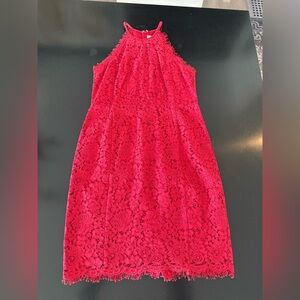 Loft 4p red lace sheath dress